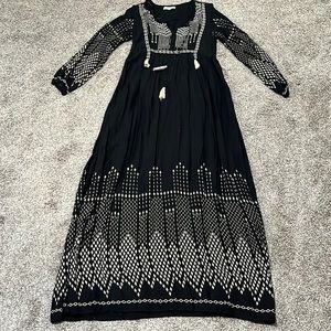 Boho Black and Tan Maxi dress - Size S/M